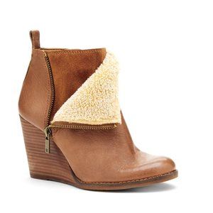 LIKE NEW!!! Lucky Brand Wedge Leather Bootie